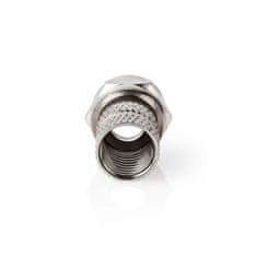 Nedis F-konektor | Naravnost | Moški | Ponikljano | 75 ohmov | Twist-On | Premer vhodnega kabla: 7,0 mm | Cinkova zlitina | Srebro | 5 kosov | Škatla 
