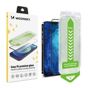 WOZINSKY Kaljeno steklo 9H z okvirjem za montažo za iPhone 14 Plus Premium Glass - črno