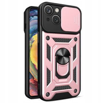 HURTEL Ovitek Hybrid Armor Camshield za iPhone 14 Plus z zaščito za kamero, roza