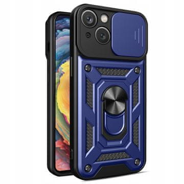 HURTEL Ovitek Hybrid Armor Camshield Armor s stojalom in pokrovom kamere za iPhone 15 Plus - moder