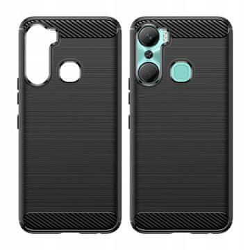 HURTEL Ovitek Carbon Case za Infinix Hot 12 Pro, fleksibilen silikonski karbonski ovitek, črne barve