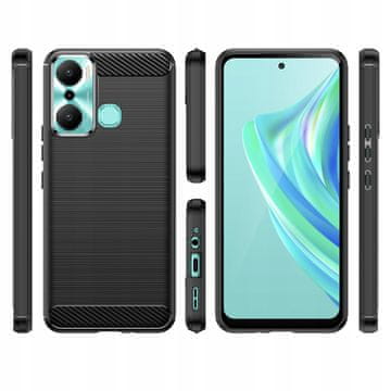 HURTEL Ovitek Carbon Case za Infinix Hot 20 Play, fleksibilen silikonski karbonski ovitek, črne barve