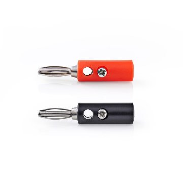 Nedis Banana konektor | Naravnost | Moški | Ponikljano | Vijak | Premer vhodnega kabla: 4,5 mm | PVC | Rdeča/črna | 4 kos. | Škatla