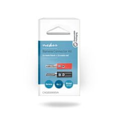 Nedis Banana konektor | Naravnost | Moški | Ponikljano | Vijak | Premer vhodnega kabla: 4,5 mm | PVC | Rdeča/črna | 4 kos. | Škatla 