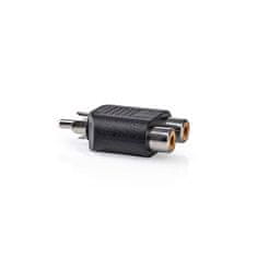 Nedis adapter za globokotonec | RCA moški | 2x RCA ženski | Ponikljano | Naravnost | ABS | Črna | 1 kos | Škatla 