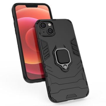 HURTEL Ovitek Ring Armor za iPhone 14 Pro Max, oklepni ovitek z magnetnim držalom in obročem, črne barve