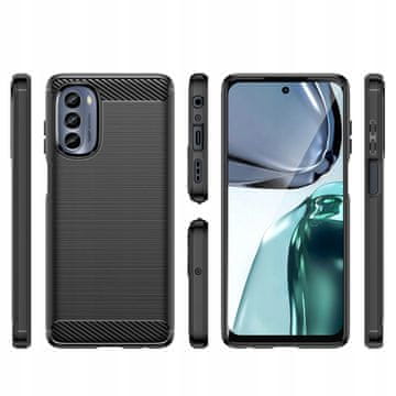 HURTEL Silikonski karbonski ovitek za Motorola Moto G62 5G, črne barve, iz prožnega karbonskega silikona