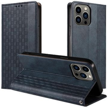 HURTEL Ovitek z magnetnim trakom za Samsung Galaxy S23 Ultra, preklopni ovitek, denarnica, mini stojalo, moder