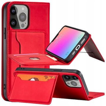HURTEL Magnetni ovitek za kartice Samsung Galaxy S23+ s preklopnim stojalom in denarnico, rdeč