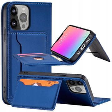 HURTEL Magnetni ovitek za kartice Samsung Galaxy S23 s preklopnim stojalom in denarnico, moder
