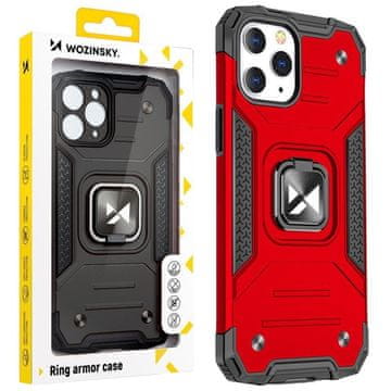 WOZINSKY Wozinsky Ring Armor oklepni ovitek z magnetnim držalom za iPhone 14 Pro Max, rdeč
