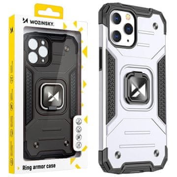 WOZINSKY Wozinsky Ring Armor oklepni ovitek za iPhone 14 Pro z magnetnim držalom, srebrn