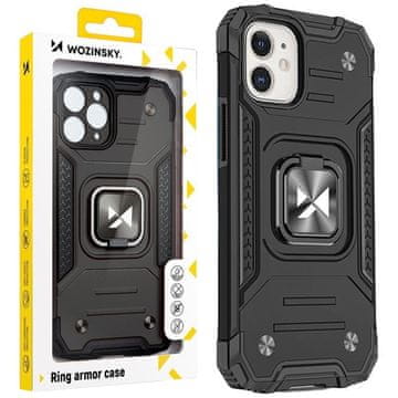 WOZINSKY Wozinsky Ring Armor hibridni oklepni ovitek za iPhone 14 Plus + magnetni nosilec črne barve