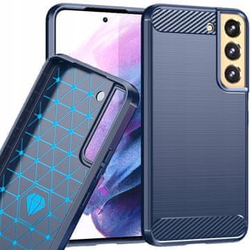 HURTEL Silikonski ovitek Carbon za Samsung Galaxy S23+, moder, z karbonskim vzorcem