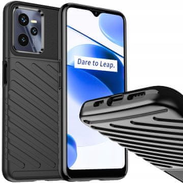 HURTEL Ovitek Thunder za Realme C35 s silikonskim oklepom, črn