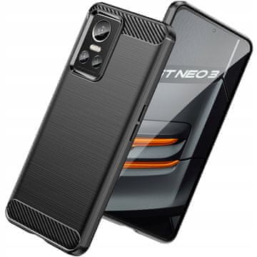 HURTEL Ovitek Carbon Case Realme GT Neo 3, fleksibilen silikonski karbonski ovitek, črne barve