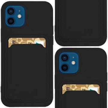 HURTEL Silikonski ovitek za kartice in denarnica z žepom za kartice in dokumente za Xiaomi Redmi Note 11 Pro+ 5G / 11 Pro (Kitajska) črne barve