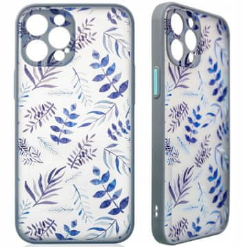 HURTEL Ovitek Designer za iPhone 12 Pro Max s cvetličnim vzorcem, temno moder