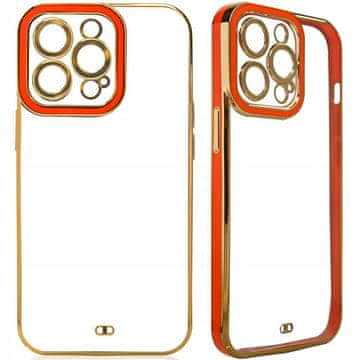 HURTEL Modni ovitek za iPhone 13 Pro z gelskim okvirjem in zlatim okvirjem, rdeč