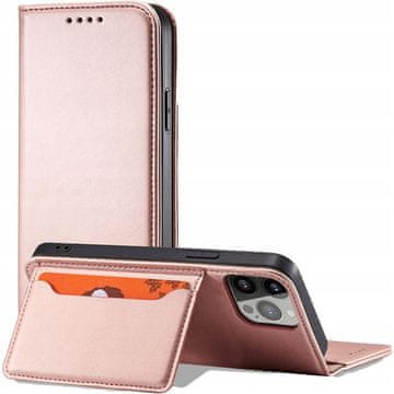 HURTEL Magnetni ovitek za kartice in iPhone 13 Pro, ovitek za kartice in denarnico, stojalo, roza