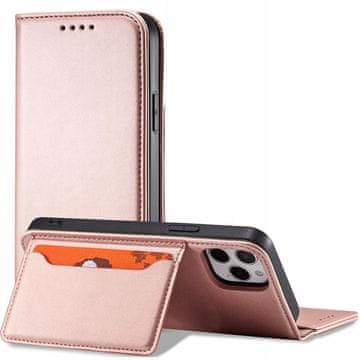 HURTEL Magnetni ovitek za kartice za iPhone 12 Pro Max ovitek, denarnica, stojalo, roza