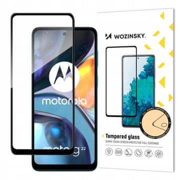 WOZINSKY Wozinsky Super Durable Full Glue kaljeno steklo zaščitno folijo za zaslon z okvirjem, primerno za Motorola Moto G22, črne barve