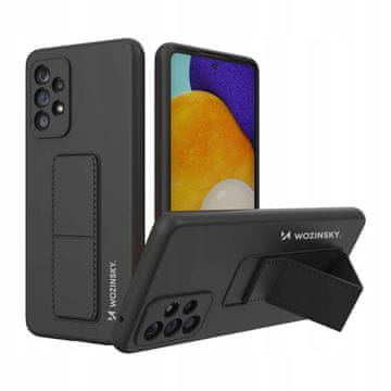 WOZINSKY Silikonski ovitek Wozinsky Kickstand Case s stojalom za Samsung Galaxy A73 črne barve
