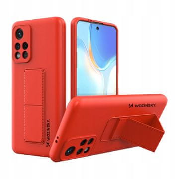 WOZINSKY Silikonski ovitek Wozinsky Kickstand Case s stojalom za Xiaomi Redmi 10, rdeč