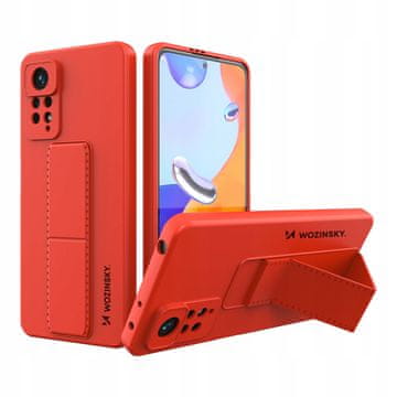 WOZINSKY Silikonski ovitek Wozinsky Kickstand Case s stojalom za Xiaomi Redmi Note 11 Pro, rdeč