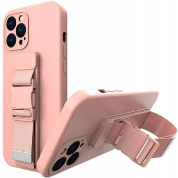 HURTEL Silikonski ovitek Rope Case z vrvico za torbico in paščkom za Samsung Galaxy A23 roza