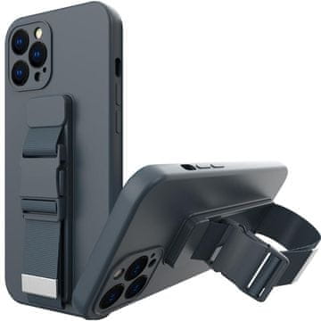 HURTEL Silikonski ovitek z vrvico za torbico za Samsung Galaxy S21 FE temno moder