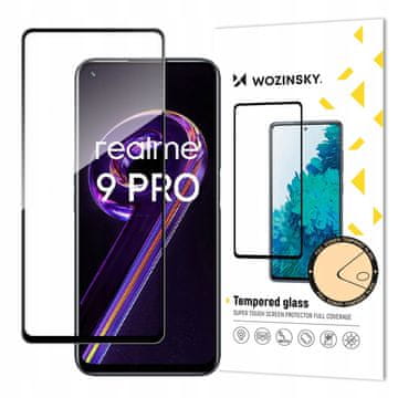 WOZINSKY Super Durable Full Glue kaljeno steklo zaščitno folijo za zaslon z okvirjem, primerno za Realme 9 Pro, črno