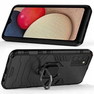 HURTEL Ovitek Ring Armor Hybrid Armor + magnetno držalo za Samsung Galaxy A03s (166.5) črne barve
