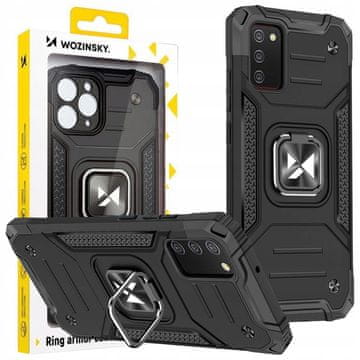 WOZINSKY Ovitek Wozinsky Ring Armor Hybrid + magnetno držalo za Samsung Galaxy A03s črne barve
