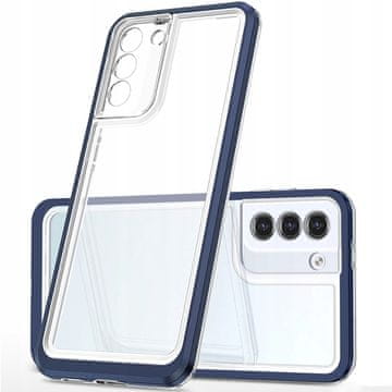 HURTEL Prozoren 3v1 ovitek za Samsung Galaxy S21+ 5G (S21 Plus 5G) gel ovitek z modrim okvirjem