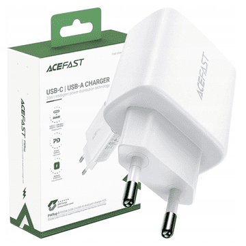 AceFast Stenski polnilnik USB Type-C / USB 20W, PPS, PD, QC 3.0, AFC, FCP bel (A25 bel)