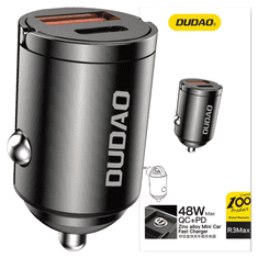 DUDAO R3MAX 48W QC PD mini avtomobilski polnilnik - črn