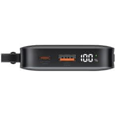USAMS Prenosna baterija 10000 mAh 20 W, serija Usams XR s kablom USB-C/Lightning, črne barve