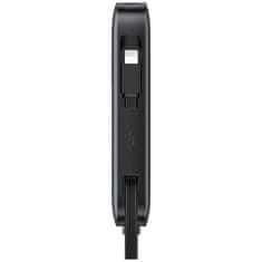 USAMS Prenosna baterija 10000 mAh 20 W, serija Usams XR s kablom USB-C/Lightning, črne barve