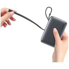 USAMS Prenosna baterija 10000 mAh 20 W, serija Usams XR s kablom USB-C/Lightning, črne barve