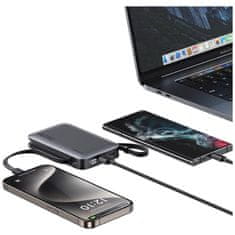 USAMS Prenosna baterija 10000 mAh 20 W, serija Usams XR s kablom USB-C/Lightning, črne barve