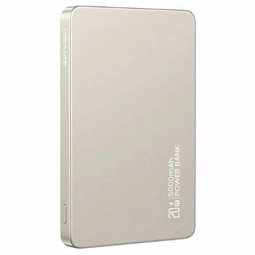 USAMS Induktivna prenosna baterija 5000 mAh 20 W USAMS Power Delivery s hitrim polnjenjem, titanijev