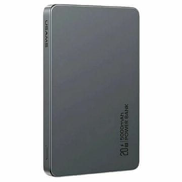 USAMS Usams induktivna prenosna baterija 5000mAh 20W PD s hitrim polnjenjem, siva/temno siva, CY serija 5KCD23101 (US-CD231)
