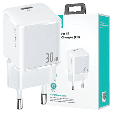 1 to 3 Usams Polnilec 1Xusb-C 30W Pd3.0 Za Iphone 12 13 14 Hitro Polnjenje
