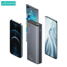 USAMS Powerbank PB59 30000mAh 65W 2xQC3.0+PD Hitro polnjenje črna/črna CMXLOGTC01 (US-CD165) + USB-C-USB-C kabel
