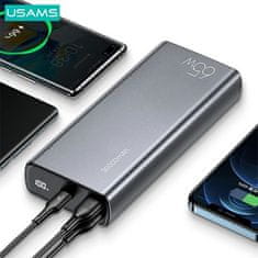 USAMS Powerbank PB59 30000mAh 65W 2xQC3.0+PD Hitro polnjenje črna/črna CMXLOGTC01 (US-CD165) + USB-C-USB-C kabel