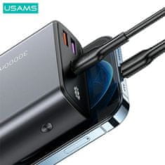 USAMS Powerbank PB59 30000mAh 65W 2xQC3.0+PD Hitro polnjenje črna/črna CMXLOGTC01 (US-CD165) + USB-C-USB-C kabel