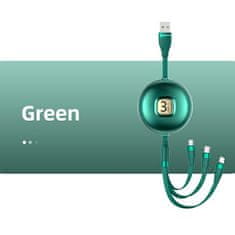 USAMS Usams kabel U69 3v1 1m zelen/zelen (lightning/microUSB/USB-C) SJ508USB03 (US-SJ508)