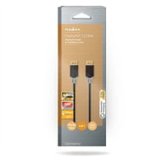 Nedis Displayport kabel | DisplayPort moški | DisplayPort moški | 4K@60Hz | Pozlačeno | 2,00 m | Okrogla | PVC | Antracit / siva | Škatla 