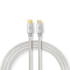 Nedis USB kabel | USB 2.0 | USB-C moški | USB Micro-B moški | 10 W | 480 Mbps | Pozlačeno | 2,00 m | Okrogla | Pleten/najlon | Aluminij | Škatla s pokritim oknom 